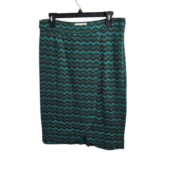 Sabine Green Chevron Knit Scalloped High Rise Pencil Skirt. Size Large. - Picture 7 of 7